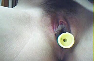 Korean dame stroking at home