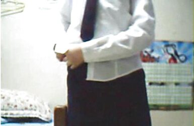 Korean dame stroking at home