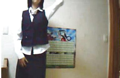 Korean dame stroking at home
