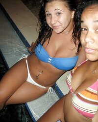 Teenager black-haired hefty knockers awesome assets