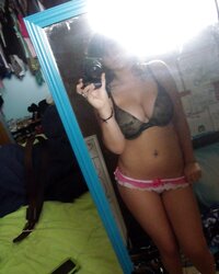 Teenager black-haired hefty knockers awesome assets
