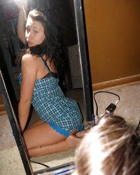 Teenager black-haired hefty knockers awesome assets