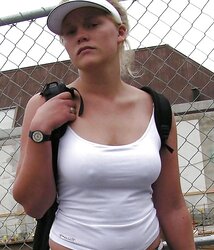 Erected puffies through half-shirt (three)