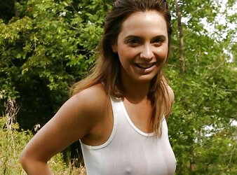 Erected puffies through half-shirt (three)