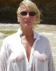 Erected puffies through half-shirt (three)