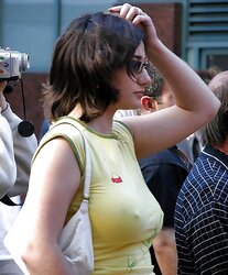 Erected puffies through half-shirt (three)