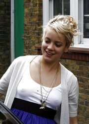 Erected puffies through half-shirt (three)