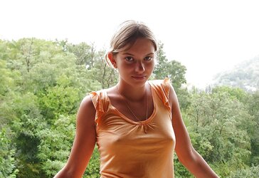 Erected puffies through half-shirt (three)
