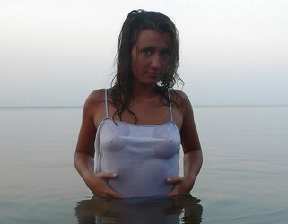 Erected puffies through half-shirt (three)