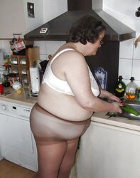 Mature thong and pantyhose