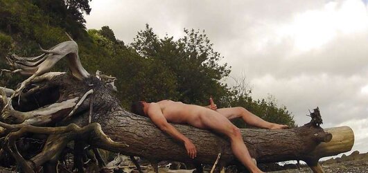 Bare at a public beach