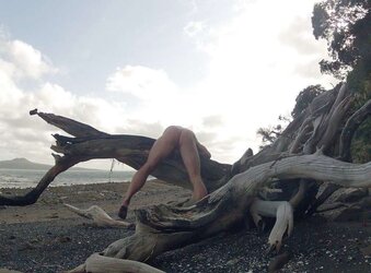 Bare at a public beach