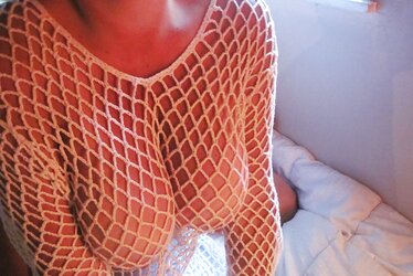 White fishnet top