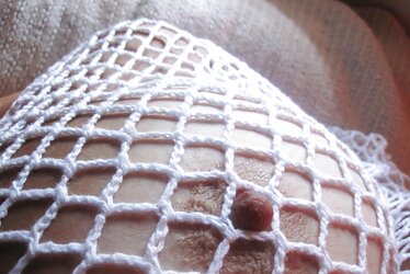 White fishnet top