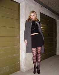 Inexperienced with fur covered poon and pantyhose