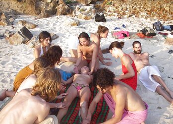 Nude nymphs draping out