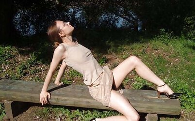 Timid student posing outdoor - N. C.