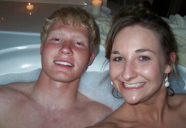 Duo having joy in the bathtub