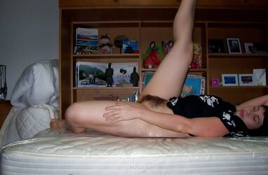 Inexperienced brown-haired wifey posing bare