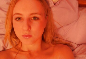 Inexperienced Teenager Platinum-Blonde in Bedroom