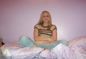 Inexperienced Teenager Platinum-Blonde in Bedroom