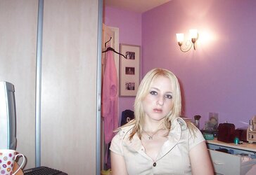 Inexperienced Teenager Platinum-Blonde in Bedroom