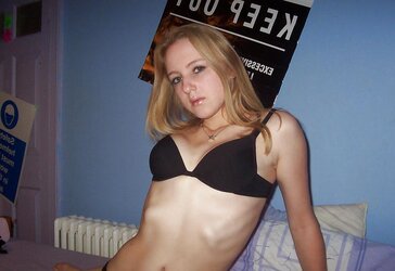 Inexperienced Teenager Platinum-Blonde in Bedroom