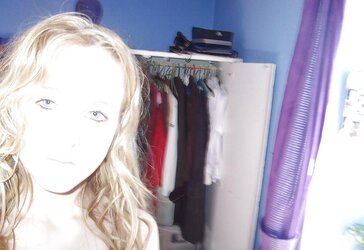 Inexperienced Teenager Platinum-Blonde in Bedroom