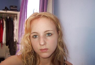 Inexperienced Teenager Platinum-Blonde in Bedroom
