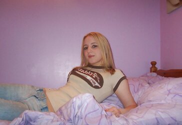Inexperienced Teenager Platinum-Blonde in Bedroom