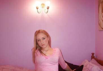 Inexperienced Teenager Platinum-Blonde in Bedroom