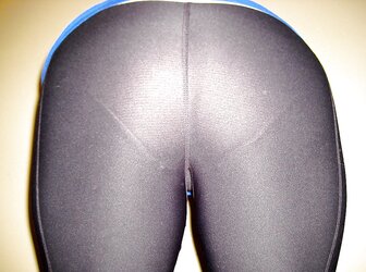 Red-Hot satin and latex trousers