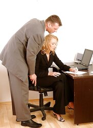 Molten towheaded secretary gets additional work from her chief