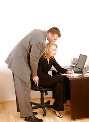 Molten towheaded secretary gets additional work from her chief