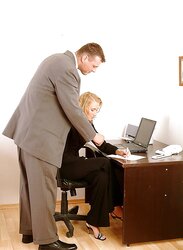 Molten towheaded secretary gets additional work from her chief