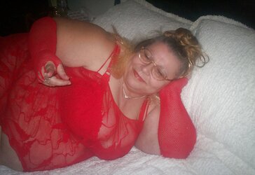 In crimson on the sofa