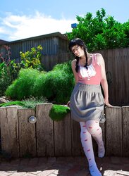 Scholar Chesty Dark Haired Viola - White Tights Outdoor