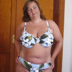 Big-Boobed mature amatuer posing in bathing suit