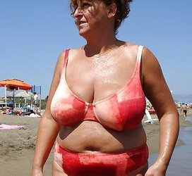 Granny plumper beach