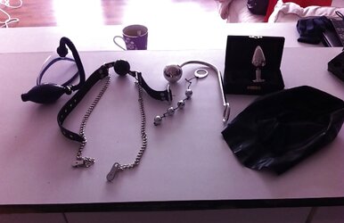 Topbiche harness spandex, buttplug, hook, nip, gag inexperienced rectal