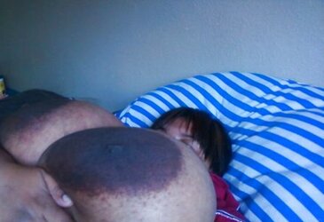 Fat dark-hued areolas meaty bevy part