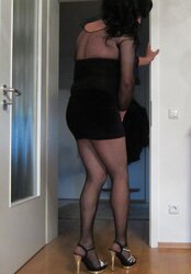 Lovely tiny high-heeled slippers and nylon chick eyeing for penis