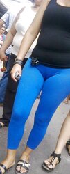 Wifey In Blue Trousers Yam-Sized Bootie And VPL