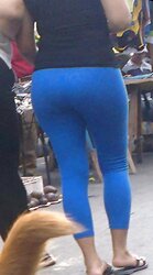 Wifey In Blue Trousers Yam-Sized Bootie And VPL