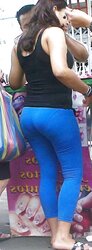 Wifey In Blue Trousers Yam-Sized Bootie And VPL