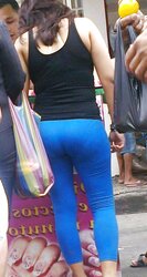Wifey In Blue Trousers Yam-Sized Bootie And VPL