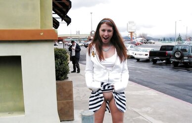 Upskirt No Undies #rec Fledgling showcasing labia Public Bareness