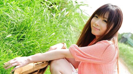 Haruka Mana attempted a fresh floral miniskirt