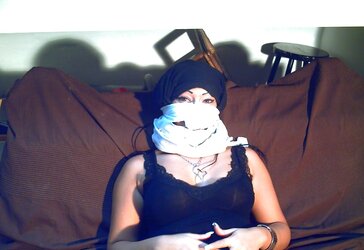 Adorable arab hijab stunner BJ's man meat and fake penis