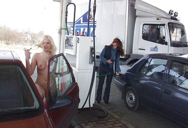 Light-Haired bare in public